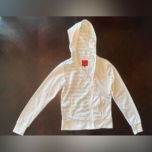 White Quilted Women's Hoodie